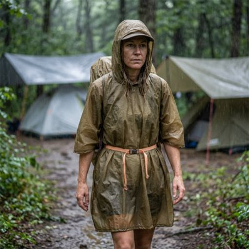 Femme part en randonnée avec Poncho pluie