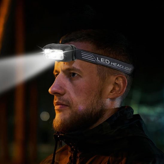 Lampe frontale rechargeable homme se dirige avec assurance