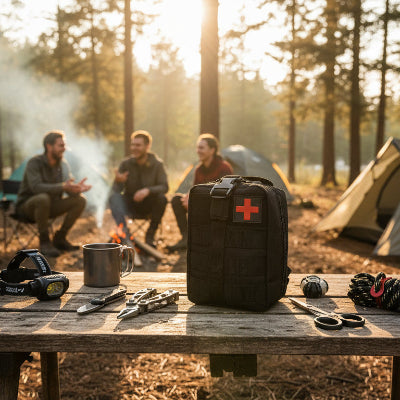 Kit de survie noir avec quelque accessoire