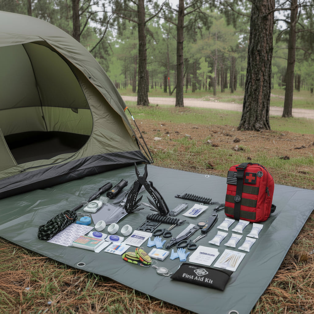 Kit survie rouge avec tout les articles