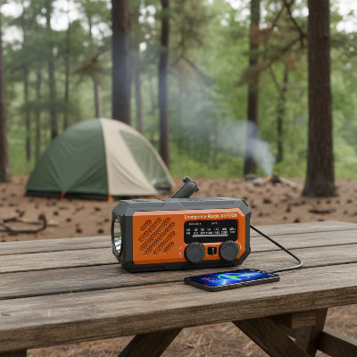 Lampe de poche d'urgence orange recharge téléphone 