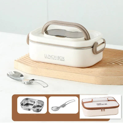 Lunch Box Isotherme étudiant beige et étuit de transport