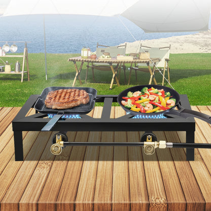 Réchaud à gaz 2 feux peut accueillir variété de casseroles et de poêles