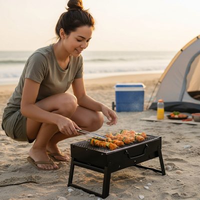 Barbecue portable a la plage 