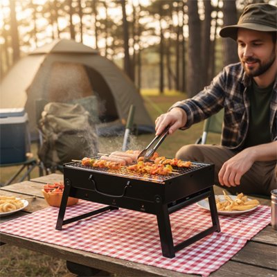 Barbecue portable bon repas en famille
