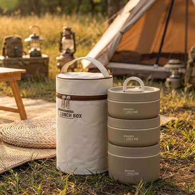 Boite repas isotherme beige avec sac de transport