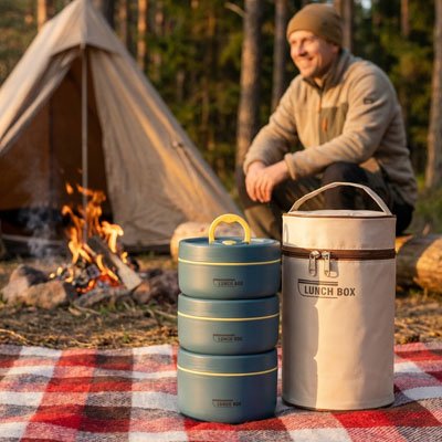 Boite repas isotherme Bleu avec sac de transport