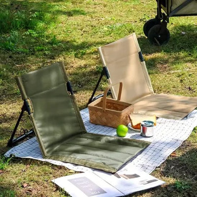 Chaise de camping vert et beige 