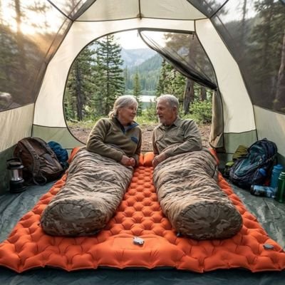 couple âgée profite du moment sur Matelas gonflable 2 personnes