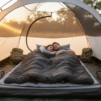 couple dans Sac de couchage pour 2 personnes