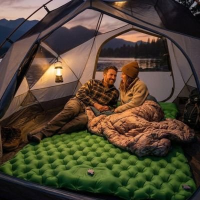 couple dans tente sur Matelas gonflable 2 personnes