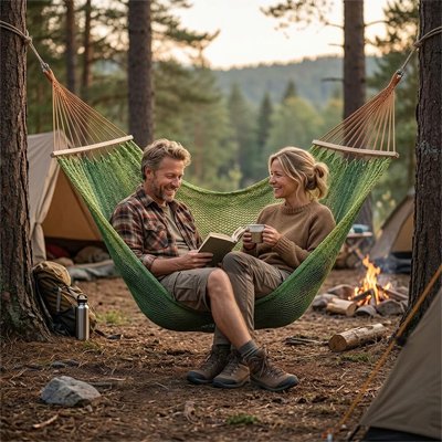 Couple fait lecture dans Hamac double vert