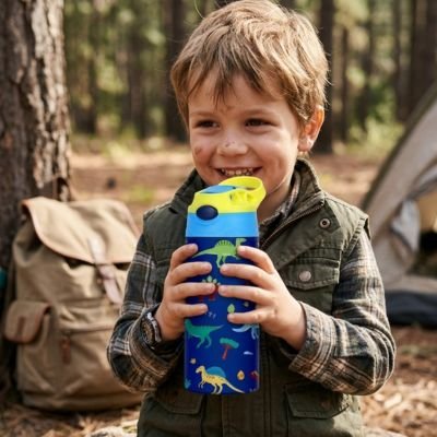 Enfant souriant d'avoir une Gourde enfant