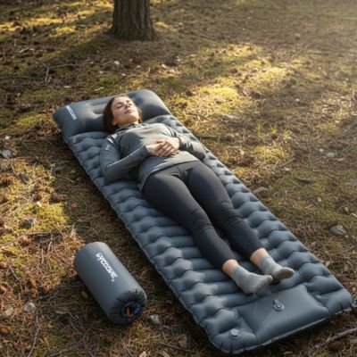 femme a l'ombre d'un arbre sur Matelas gonflable 1 personne Gris