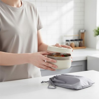 femme prepare dejeuner dans lunch box isotherme thermofresh
