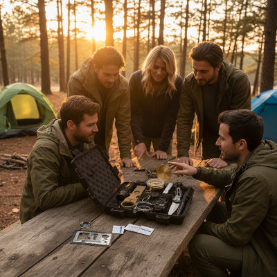 gens discute autour du Kit de survie compact