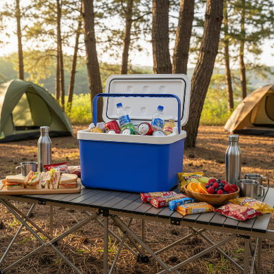Glacière 8L dans un camping avec repas sur table
