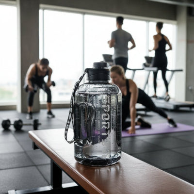 Gourde de plastique 1,7 L dans un environnement sportif