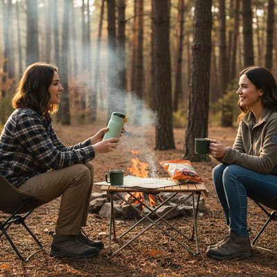 gourde isotherme EcoTemp en main discute entre femme