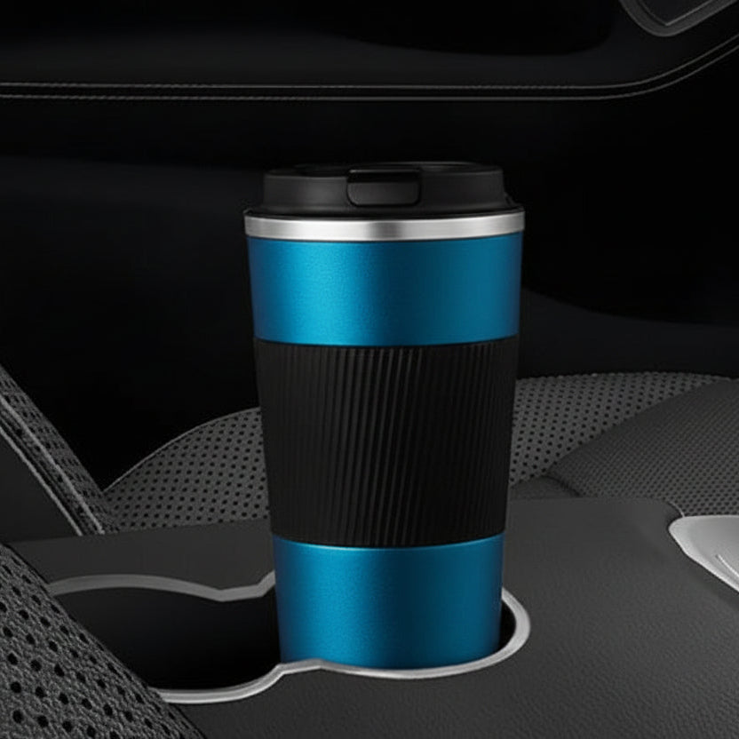 Gourde isotherme ThermoKeep noir porte gobelet