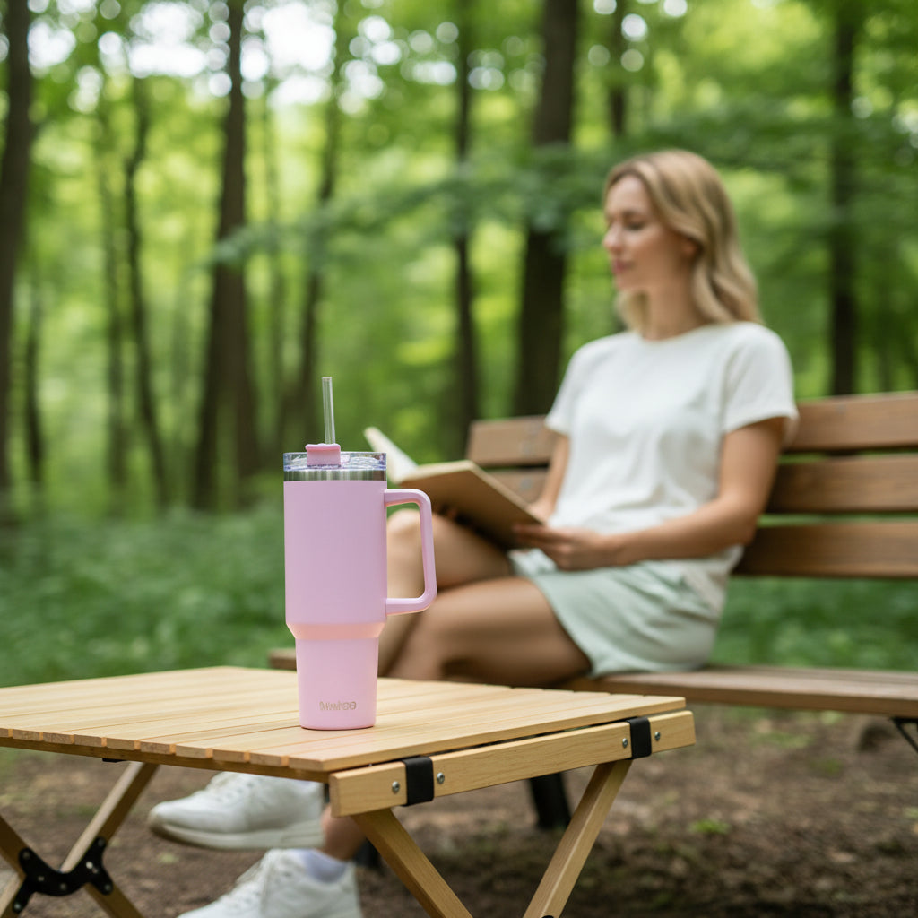 gourde isotherme  rose pourpre dans un air de repos