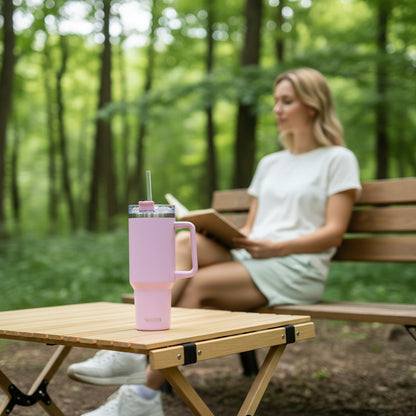 gourde isotherme  rose pourpre dans un air de repos