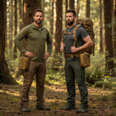 homme avec Kit de survie a la ceinture