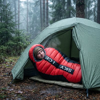 homme dans Sac de couchage pour grand froid 