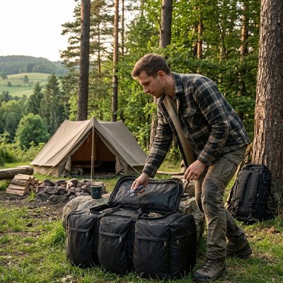 Homme fianlise son Sac à dos pour randonnée 