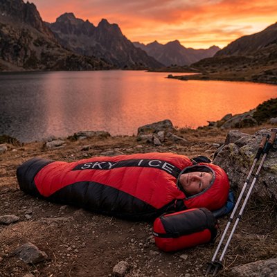 homme près d'un lac dans Sac de couchage pour grand froid 