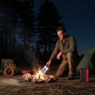Homme présente Batterie externe solaire avec lumière inrégré