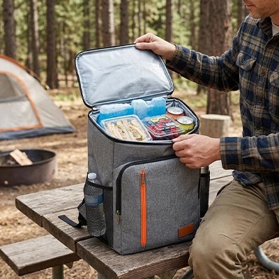 Homme sortant son repas du Sac à dos isotherme 18 L 