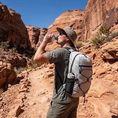 Homme sur sentier montagneux avecSac à dos pour randonnée