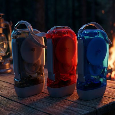 Lampe de poche avec couleur rouge bleu et noir