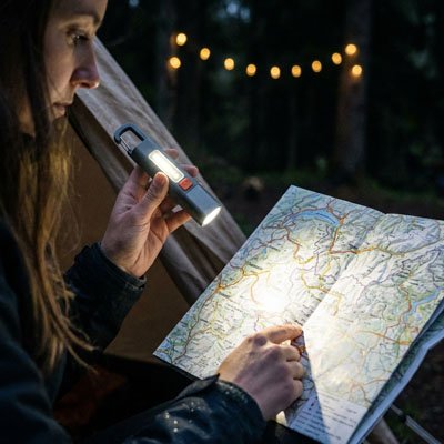 Lampe de poche pour finalise le trajet sur la carte