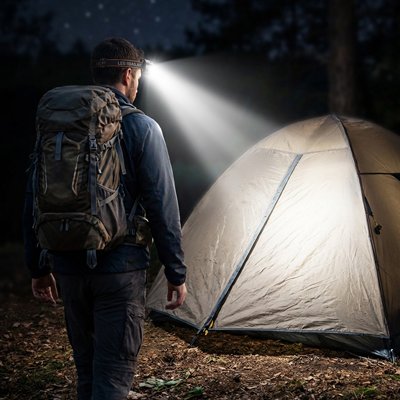 Lampe frontale  pour bien voir les obstacles