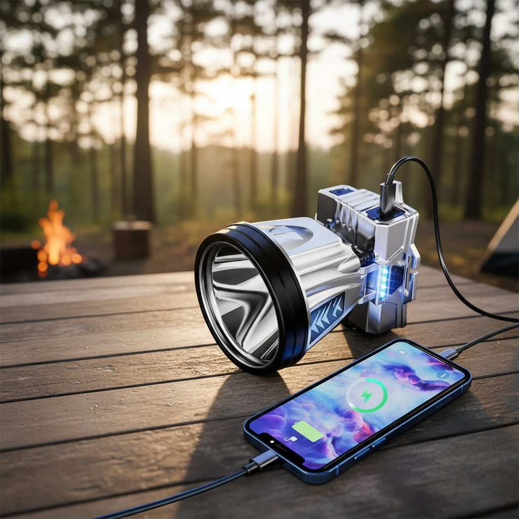 Lampe frontale recharge le téléphone 