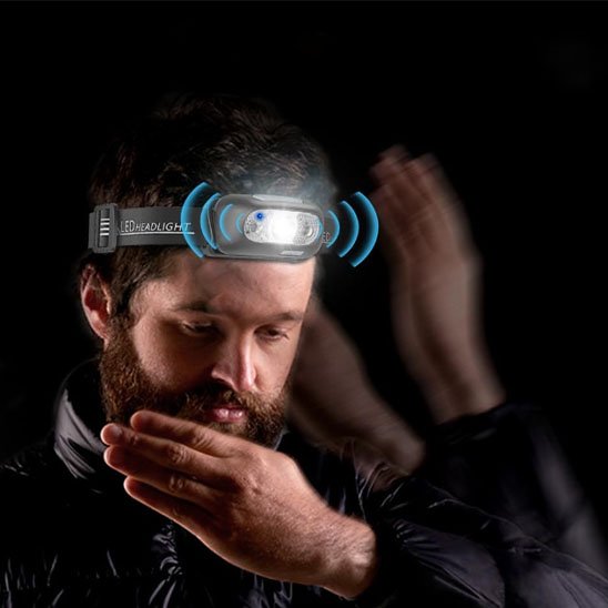 Lampe frontale rechargeable homme regarde une carte