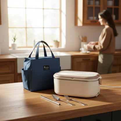 lunch Box électrique beige sac ustensile branchement