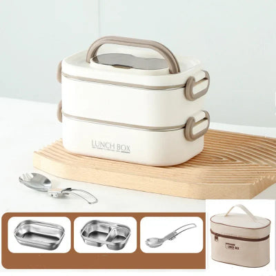 Lunch box isotherme avec étuit Beige 