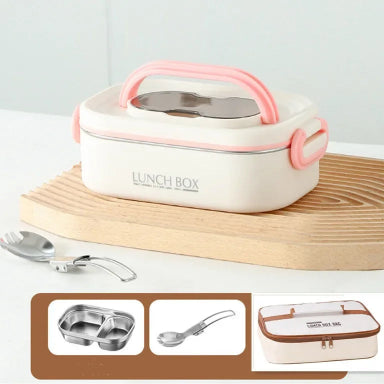 Lunch box isotherme rose avec étuit