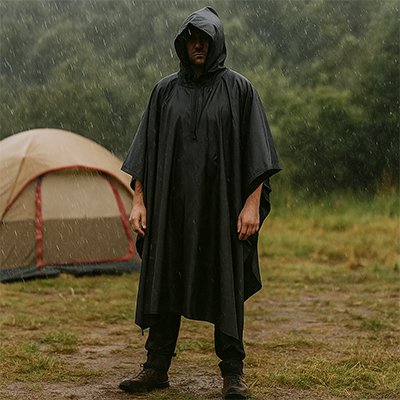 Poncho pluie noir foncé