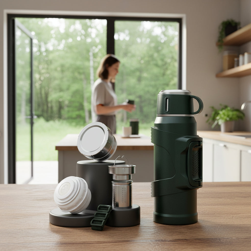 Présentation gourde isotherme avec accessoire