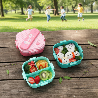 presente les deux étages du lunch box enfant d'organisation 