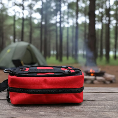 présenter dos du kit de survie rouge