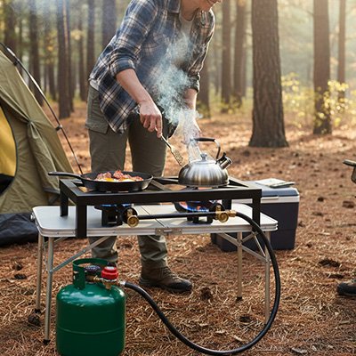 Réchaud à gaz 2 feux sur table a la porté du cuisinier(e)
