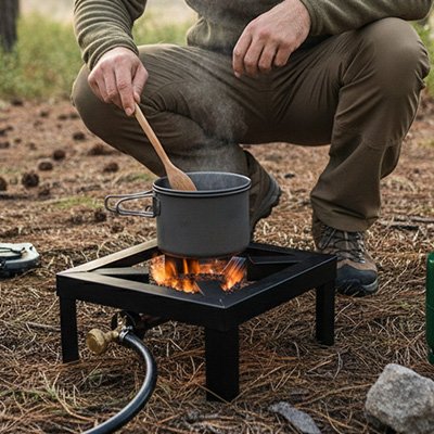 réchaud à gaz peut accueillir une grande variété de casseroles et de poêle