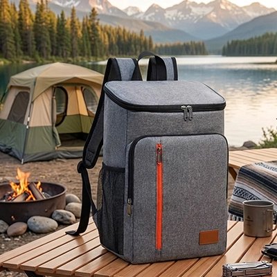 Sac à dos isotherme 18L sur table dans un camping