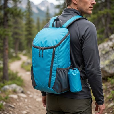 Sac à dos pour randonnée avec homme dans sentier sinueux