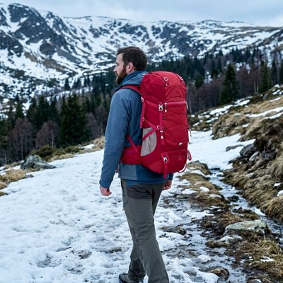 Sac à dos pour randonnée homme sur sentier de printemps